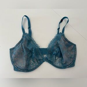 Victoria's‎ Secret Teal Blue Lace Very Sexy Unlined Plunge Bra Size 36DDD NWOT